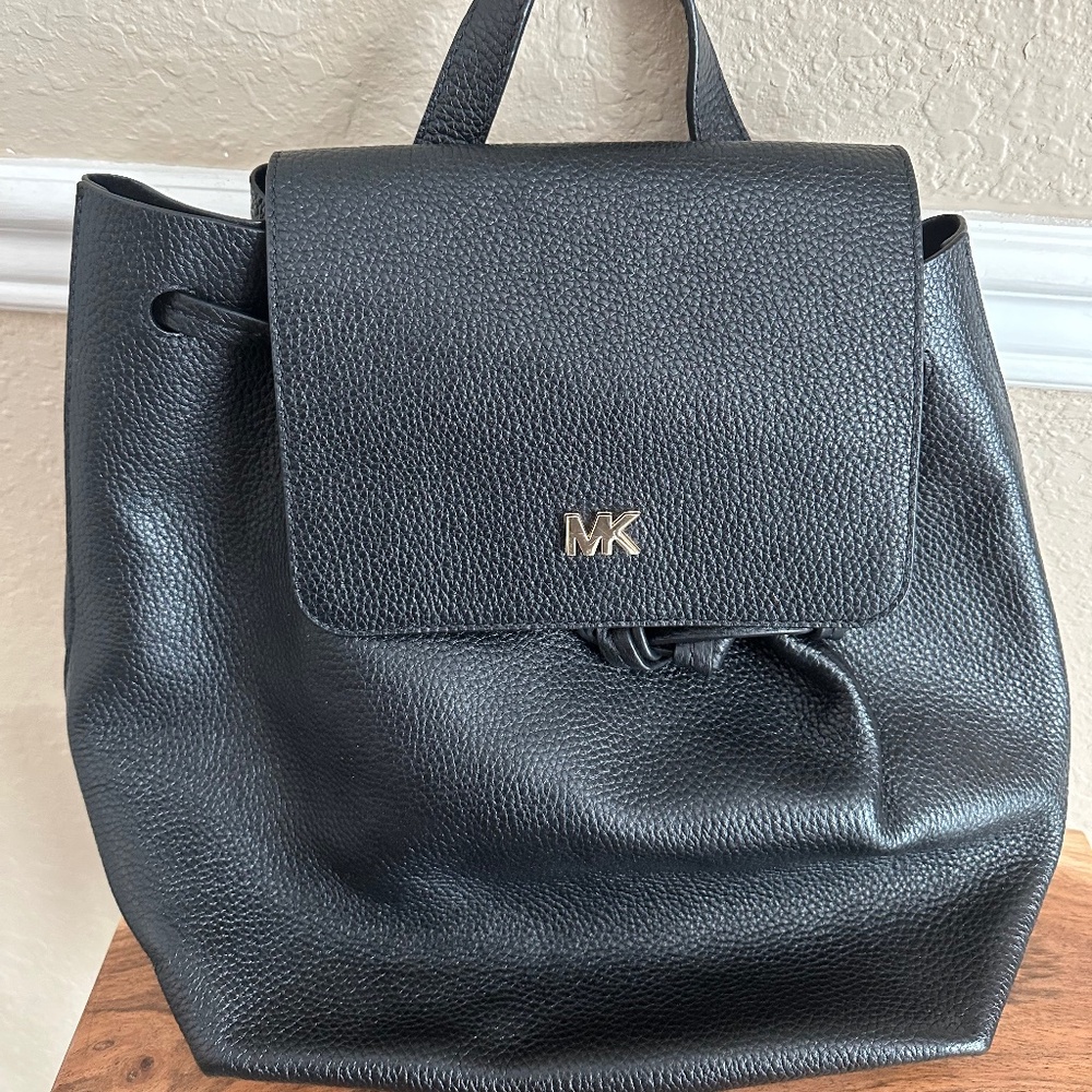 Michael Kors black leather backpack